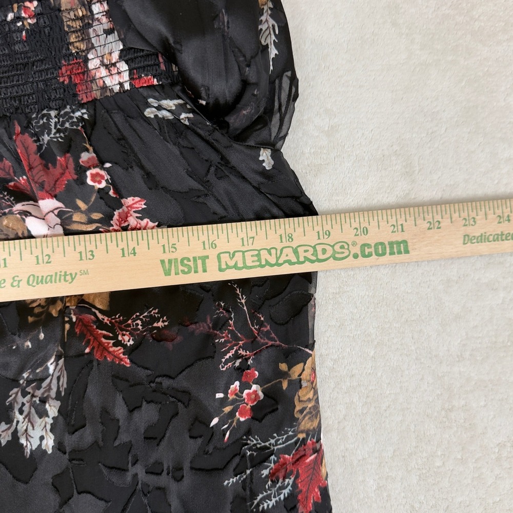 WHBM Silk Off Blend Shoulder Floral Print Smocked Blouse Dark Feminine - Picture 4 of 9